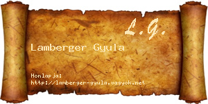 Lamberger Gyula névjegykártya